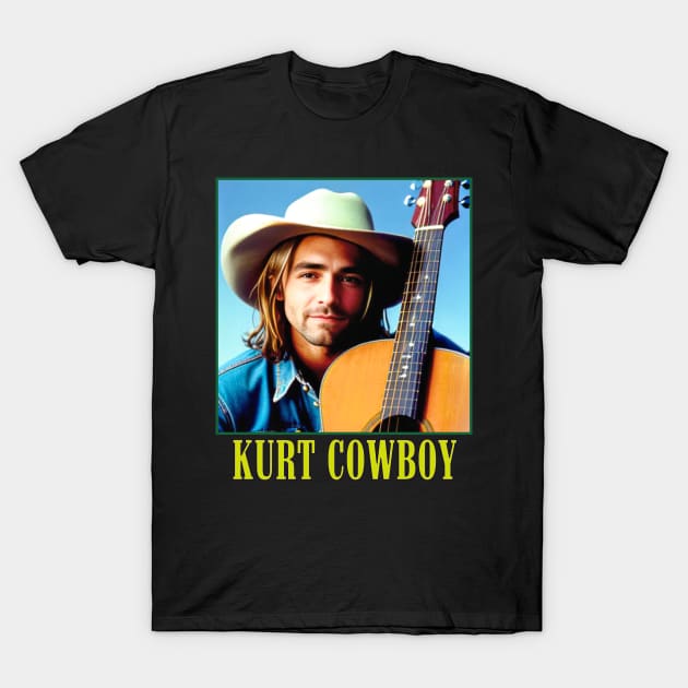 Grunge Cowboy Musician With Acoustic Guitar T-Shirt by blueversion